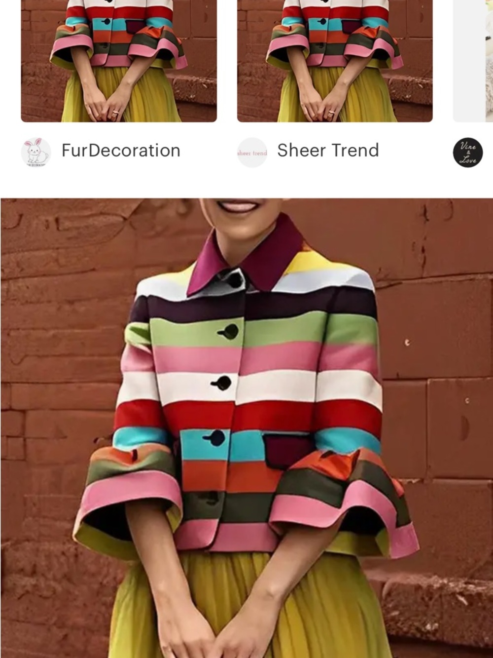 Striped Multicolor Bell-Sleeve Blazer - Women
